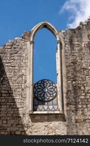 Convent of Carmo in Lisbon damaged in the major earthquake in 1755. Interior of the Convent of Carmo in Lisbon Portugal