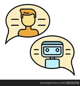 Conversation with chat bot icon. Outline conversation with chat bot vector icon color flat isolated. Conversation with chat bot icon color outline vector