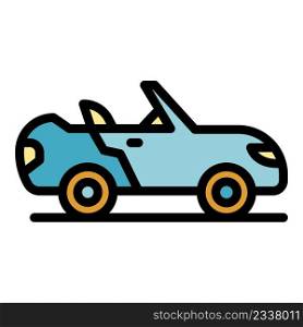 Convertible car icon. Outline convertible car vector icon color flat isolated. Convertible car icon color outline vector