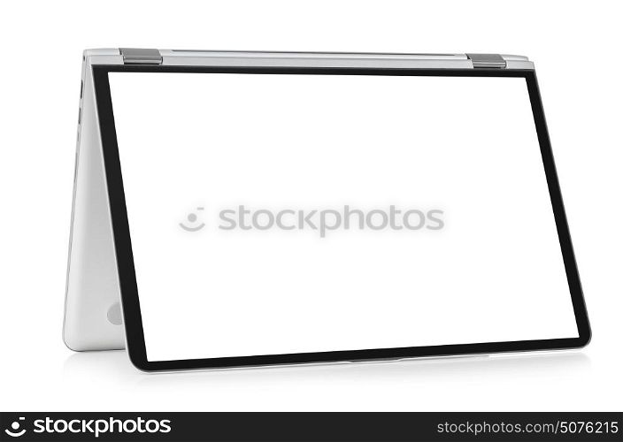 Convertible laptop computer. Convertible laptop computer with blank screen isolated on white background