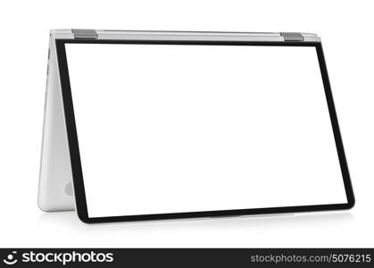 Convertible laptop computer. Convertible laptop computer with blank screen isolated on white background