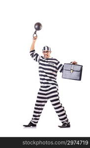 Convict criminal in striped uniform