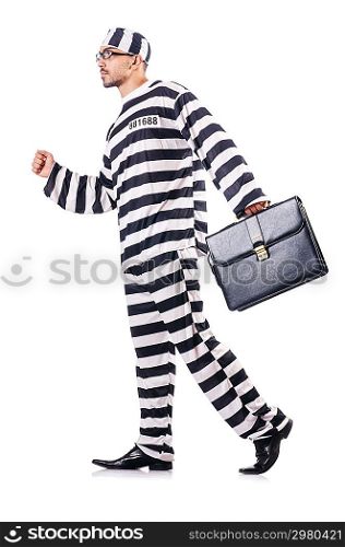 Convict criminal in striped uniform