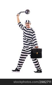 Convict criminal in striped uniform