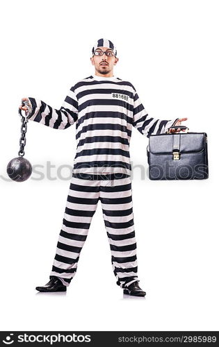 Convict criminal in striped uniform