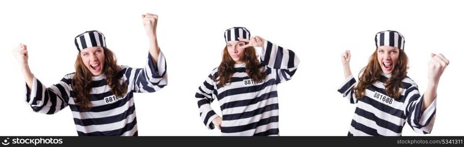 Convict criminal in striped uniform