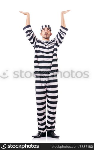 Convict criminal in striped uniform