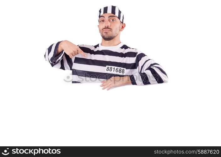 Convict criminal in striped uniform