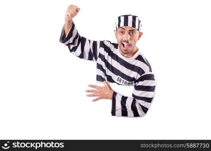 Convict criminal in striped uniform