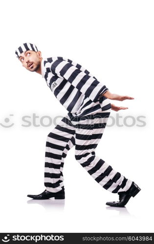 Convict criminal in striped uniform