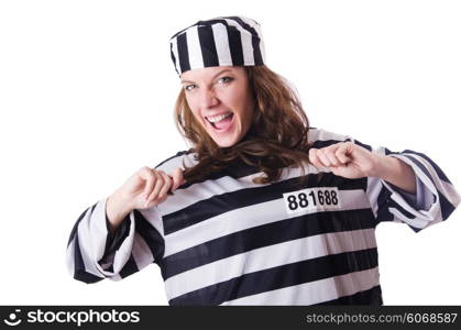 Convict criminal in striped uniform