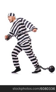 Convict criminal in striped uniform