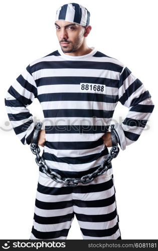 Convict criminal in striped uniform