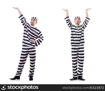 Convict criminal in striped uniform