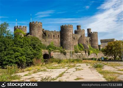 Conwy Castle in Wales in a beautiful summer day, England, United Kingdom
