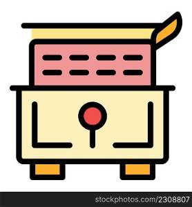 Cook deep fryer icon. Outline cook deep fryer vector icon color flat isolated. Cook deep fryer icon color outline vector
