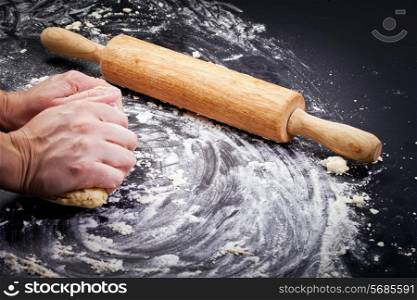 Cook hands preparing cookies dough