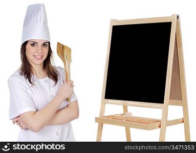 cook woman whit slate - write your text -