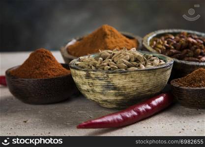 Cookbook and various spices background