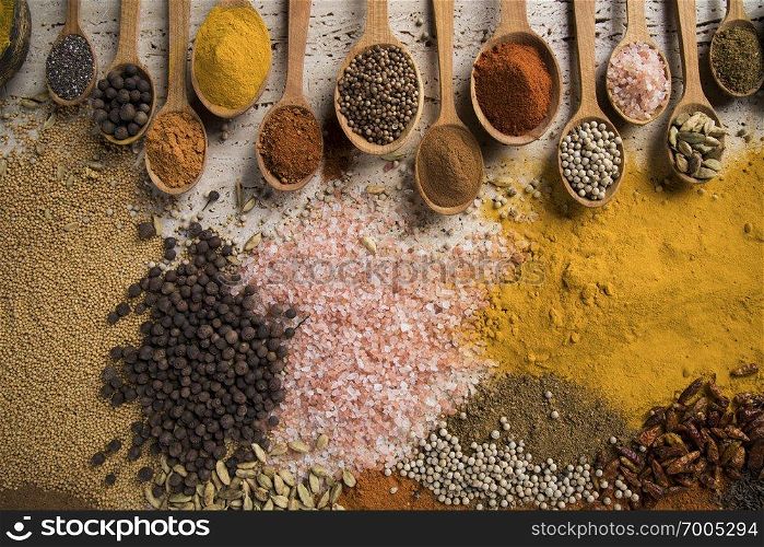 Cookbook and various spices background