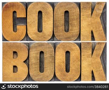 cookbook word abstract - isolated text in letterpress wood type