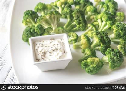 Cooked broccoli with greek yogurt