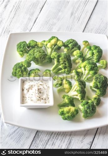 Cooked broccoli with greek yogurt