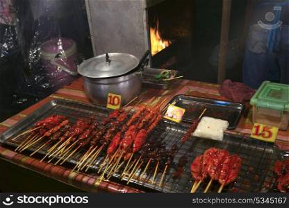 Cooked meat on barbecue grill in restaurant, Koh Samui, Surat Thani Province, Thailand