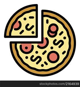 Cooked pizza icon. Outline cooked pizza vector icon color flat isolated. Cooked pizza icon color outline vector