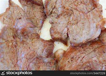 Cooked pork fillets. Example of food protein