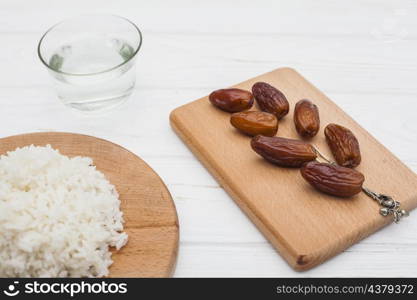 cooked rice with dates fruit board