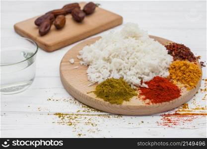 cooked rice with spices dates fruit