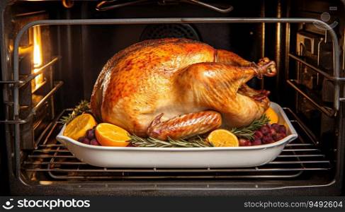 Cooked Thanksgiving turkey in the oven