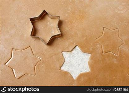 Cookie dough with christmas stars