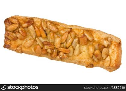 Cookie with sunflower seeds, isolated on white background