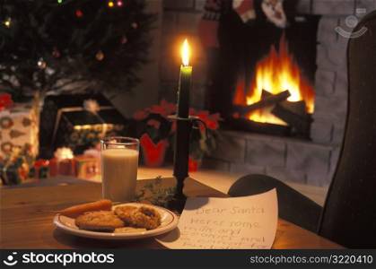 Cookies And Milk Waiting For Santa