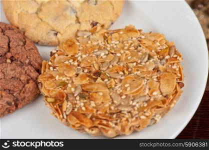 Cookies . Mixed cookies on a white plate