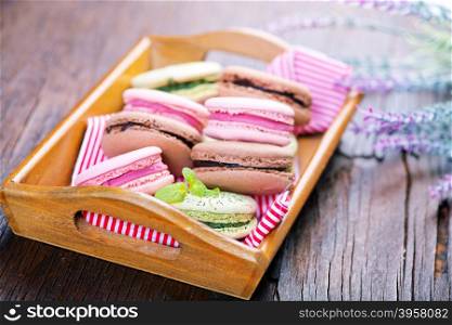 cookies on a table, color macaroons on a table