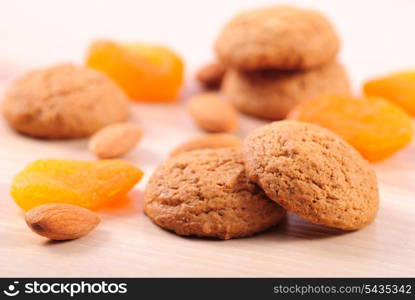 Cookies with almond and dried apricots. Selective focus
