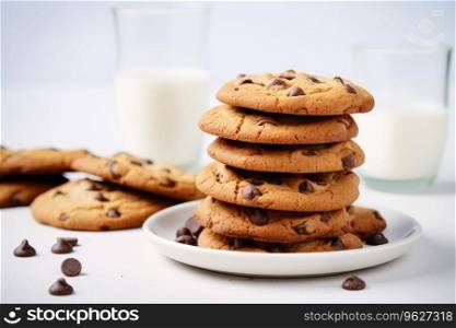 Cookies with chocolate chips in a plate. Chocolate Chip Cookies