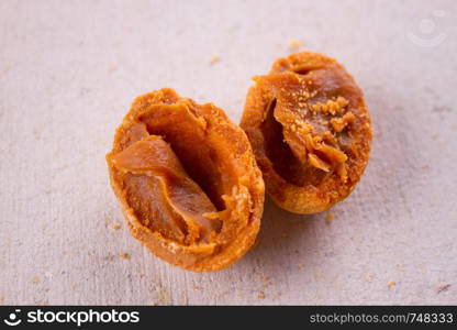 cookies with nutella in a shape of a nut