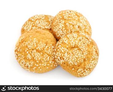 Cookies with sesame isolated on white background. Cookies