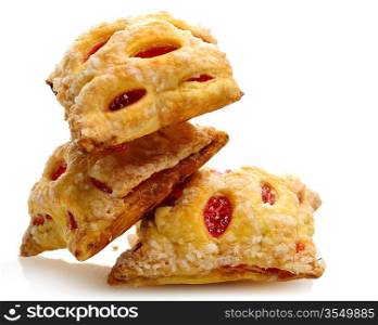 Cookies With Strawberry Jam On White Background