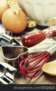 Cooking and baking concept (Ingredients and kitchen tools)