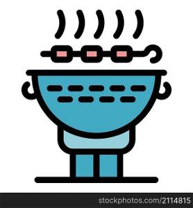 Cooking brazier icon. Outline cooking brazier vector icon color flat isolated. Cooking brazier icon color outline vector
