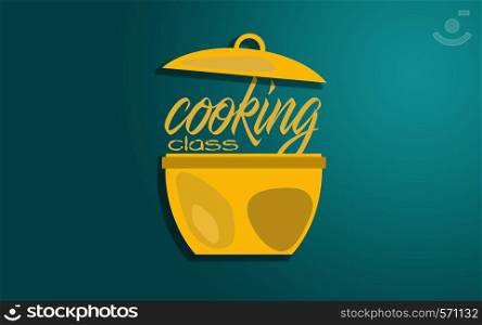 Cooking class word with cooking pot, 3d rendering