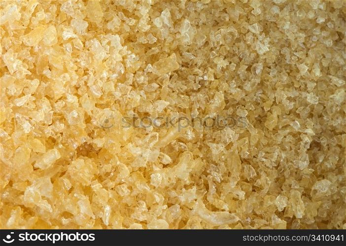 Cooking gelatin yellow crystals closeup