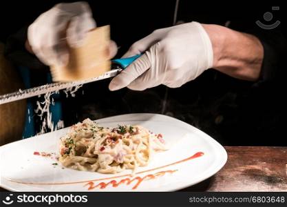 cooking gourmet spaghetti carbonara italian cuisine
