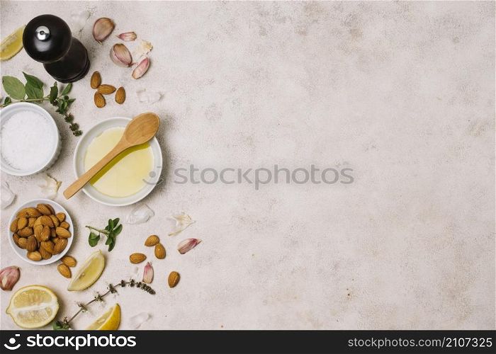 cooking ingredients with olive oil frame