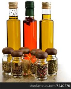 Cooking Oil Bottles With Herbs And Spices